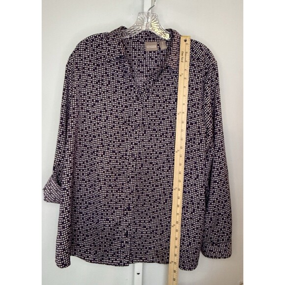 Chico's 3XL Purple Dot Print Blouse Button Down Long Sleeve Minimalist Fall Chic - Picture 5 of 13